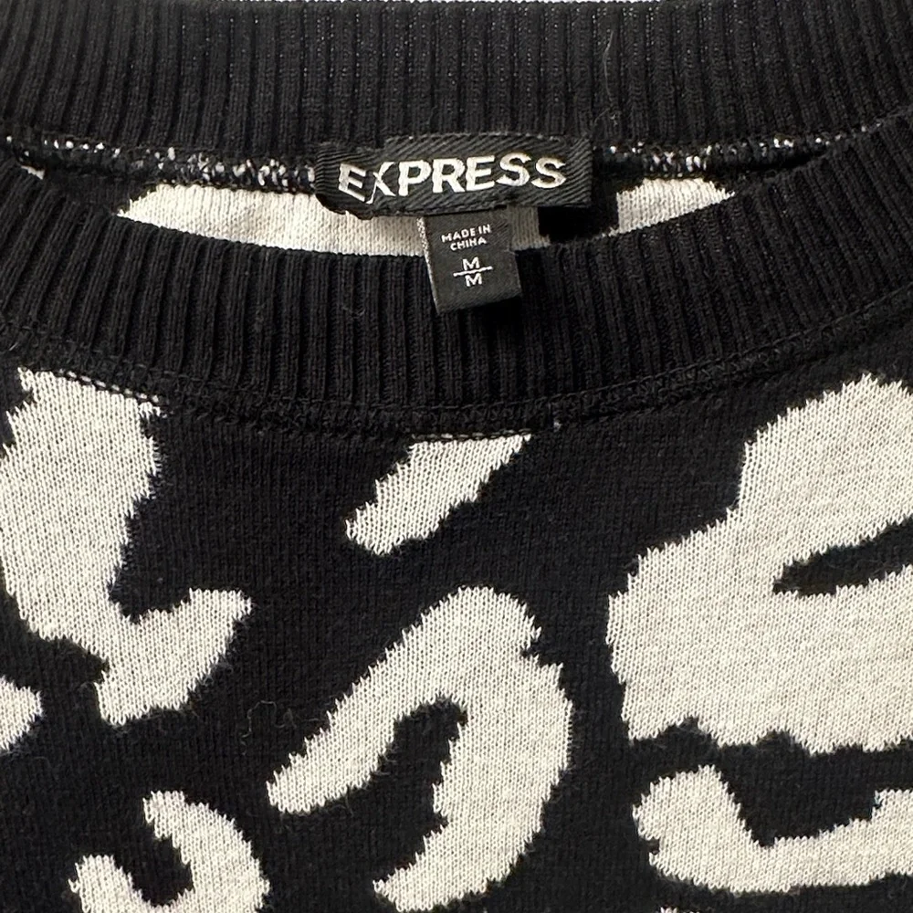 Express Black and White Animal Print Sweater - Picture 2 of 3
